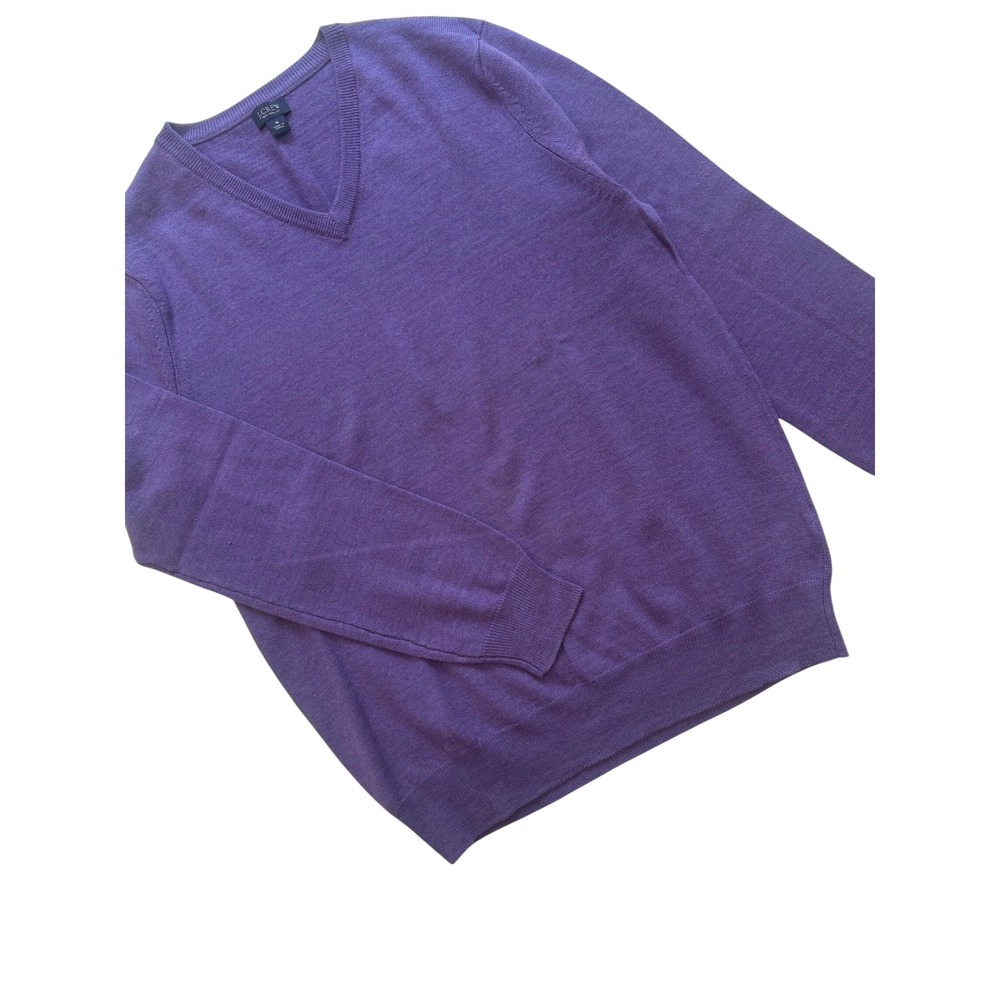 J.Crew Women's V-Neck‎ Sweater Purple 100%Merino Wool Size S Fine Knit